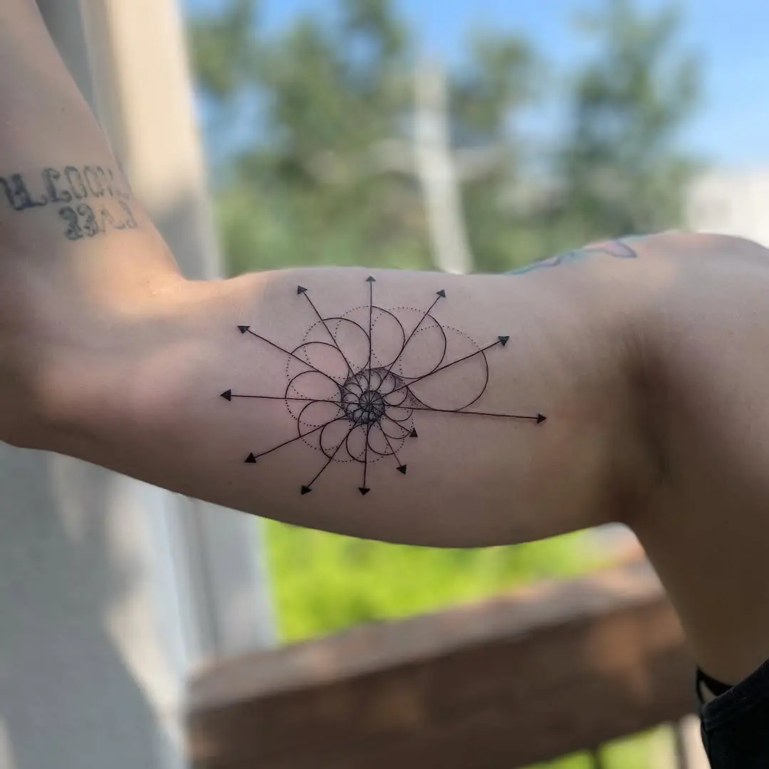 Stylish Fibonacci Spiral Tattoo with Arrows