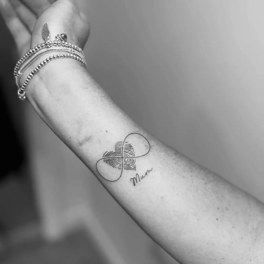 Symbolic fingerprint infinity tattoo for mom
