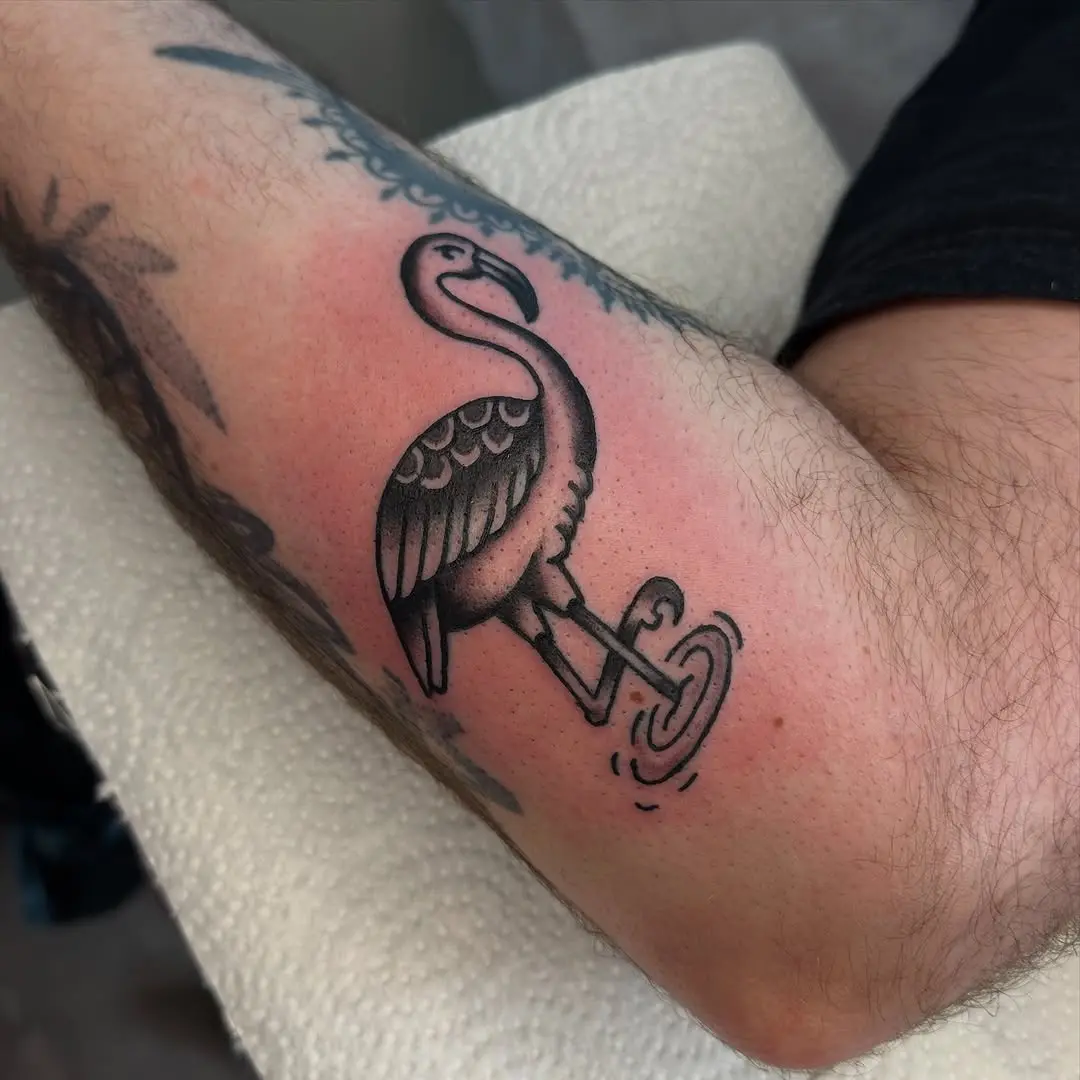 Stylish Flamingo Tattoo on Arm