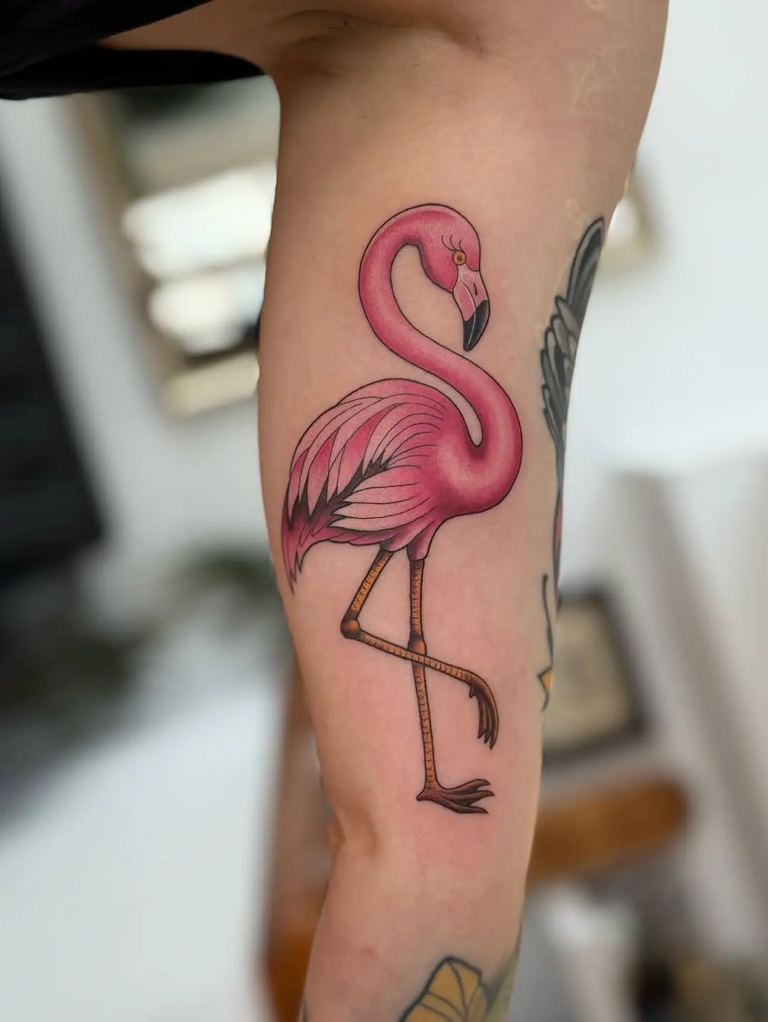 Vibrant Pink Flamingo Tattoo Design