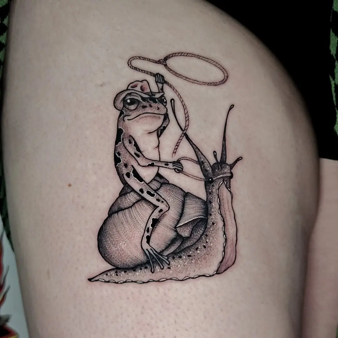Unique Frog and Snail Tattoo Design