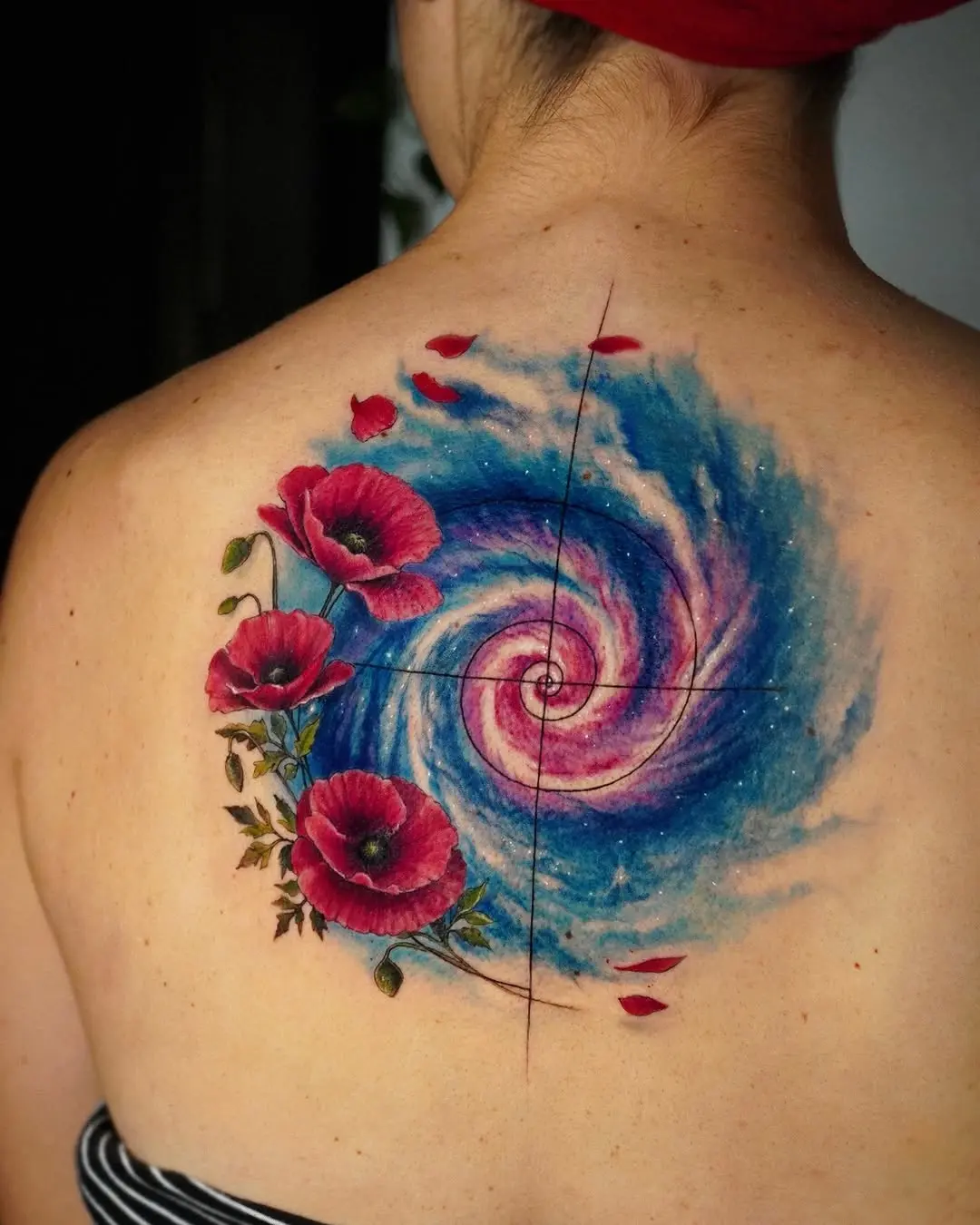 Stunning galaxy swirl with vibrant pink florals