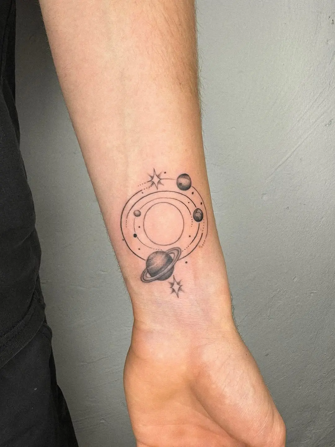 Stunning Galaxy Tattoo with Planets and Stars