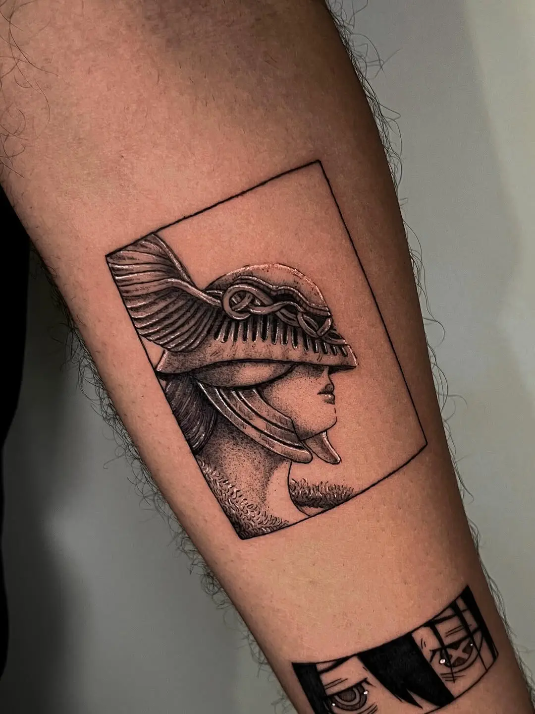 Intricate design of a Roman warrior tattoo