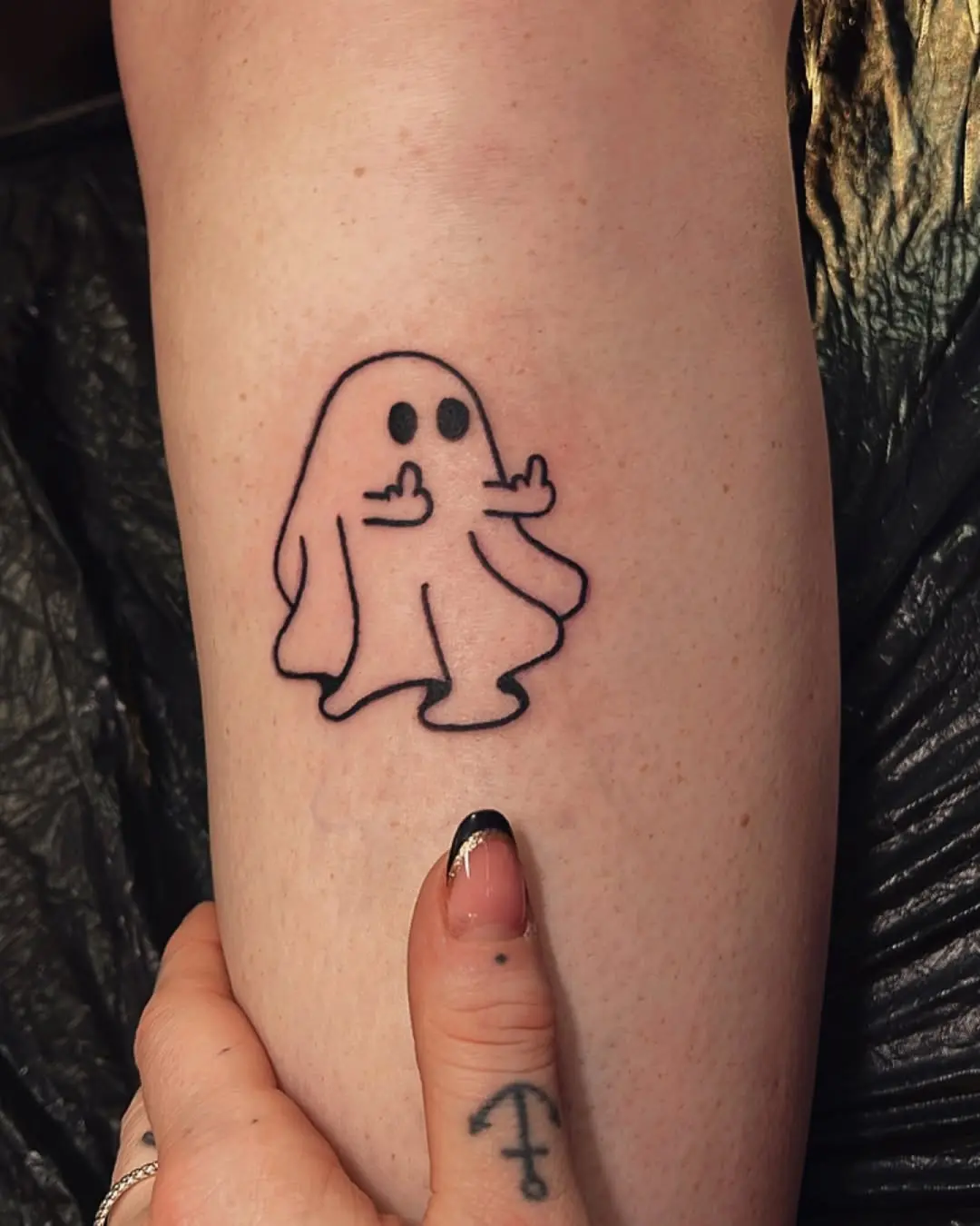 Charming cartoon ghost tattoo design