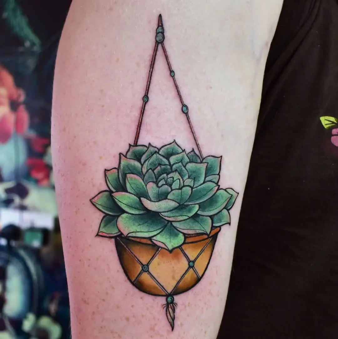 Stunning hanging succulent tattoo design