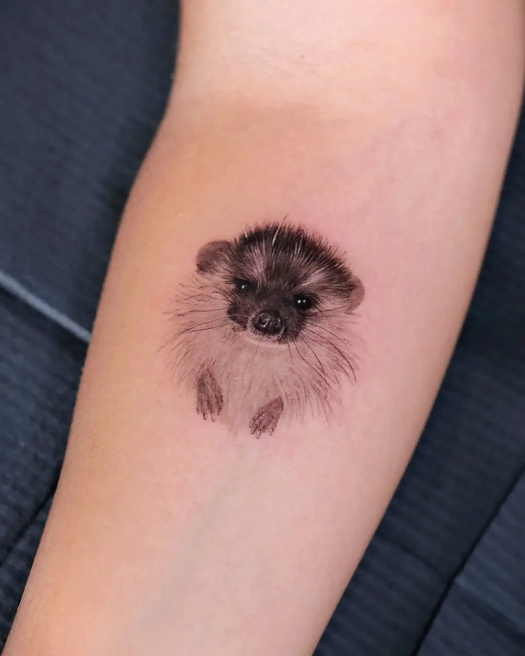Adorable hedgehog tattoo in realistic style