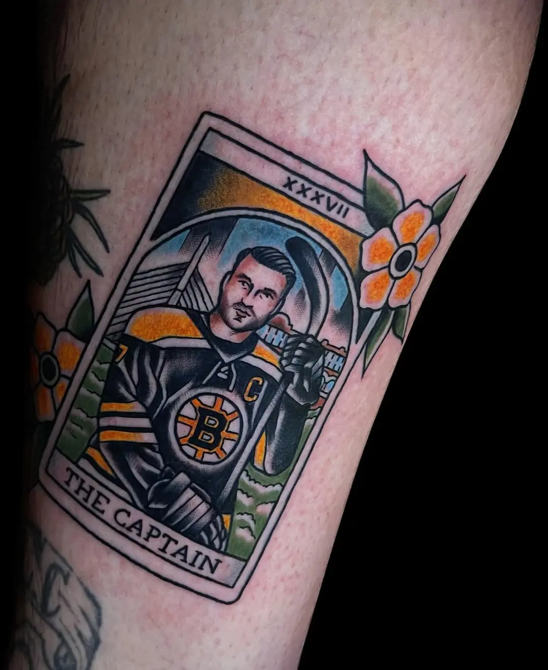 Tattoo of a Hockey Captain in Action