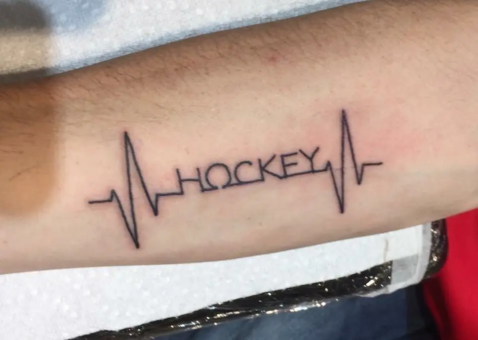 Heartbeat Line with Hockey Vibes Tattoo