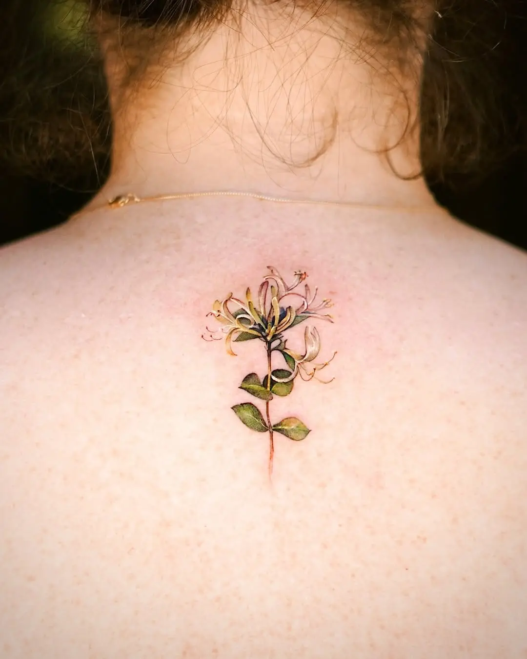 Delicate honeysuckle tattoo radiating floral beauty