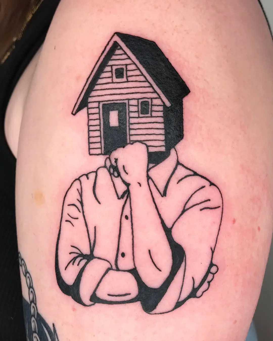 Unique house-head tattoo concept for creativity