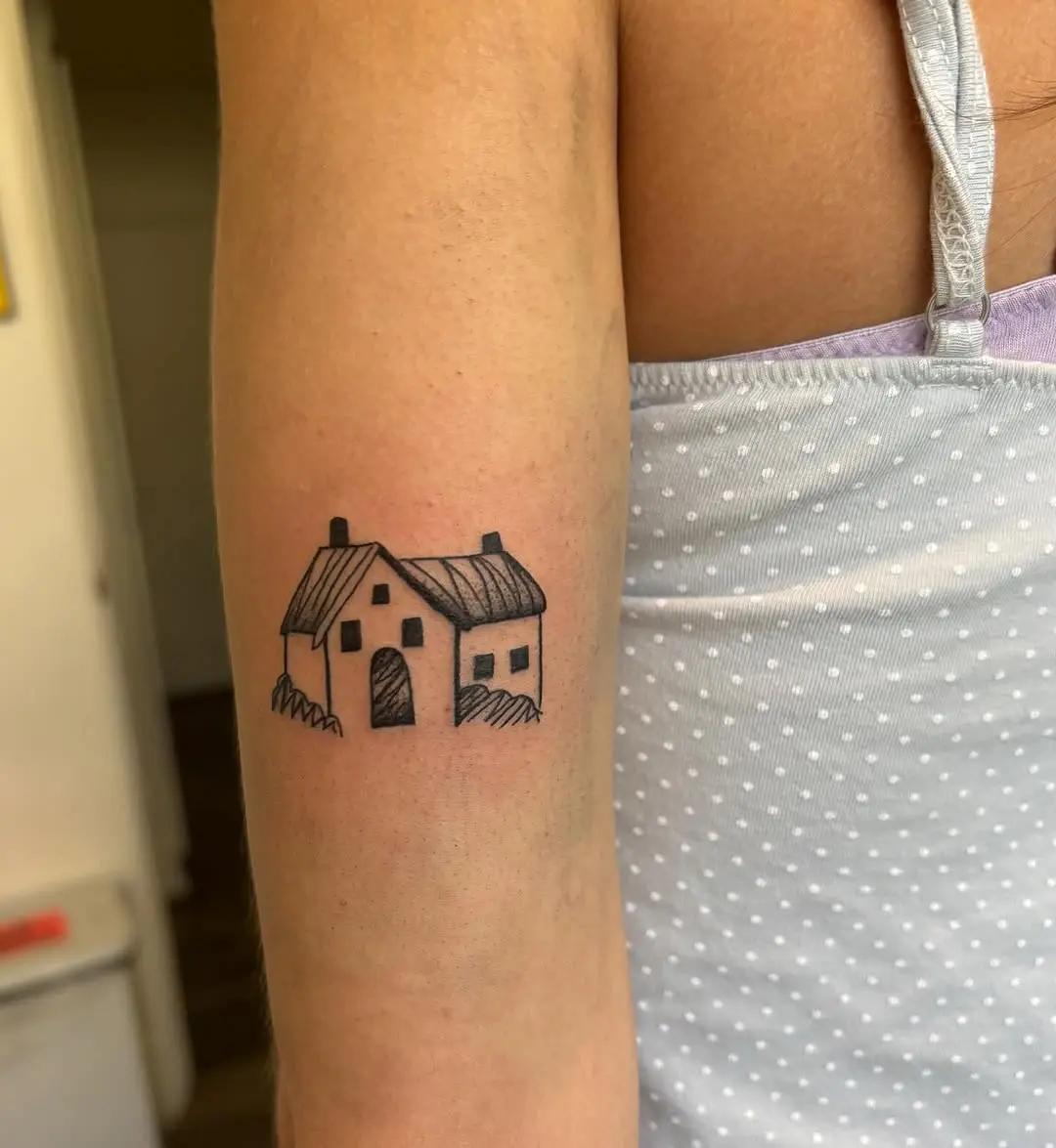 Minimalist house tattoo for cozy vibes
