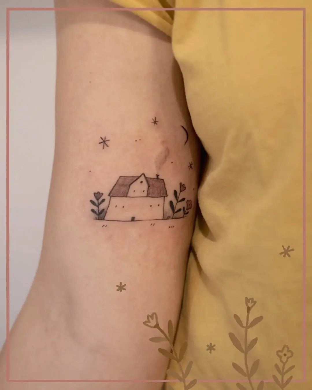 Charming Minimalist House Tattoo Design Inspiration