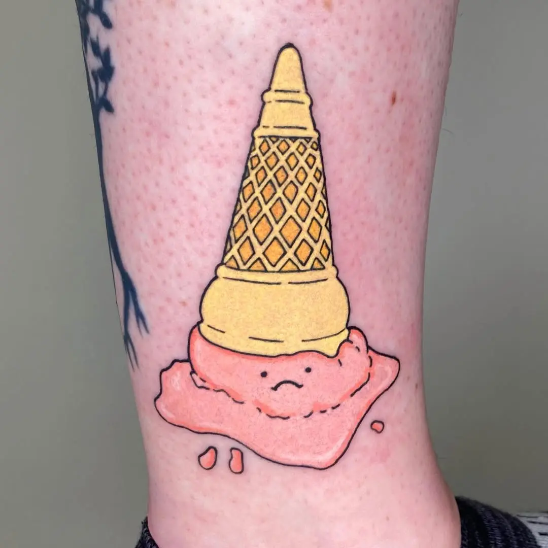 Delightful melting ice cream cone tattoo