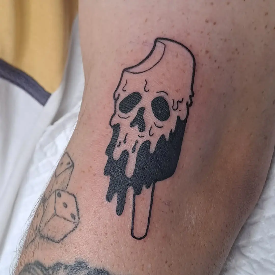 Chilling Skull Ice Cream Tattoo Design