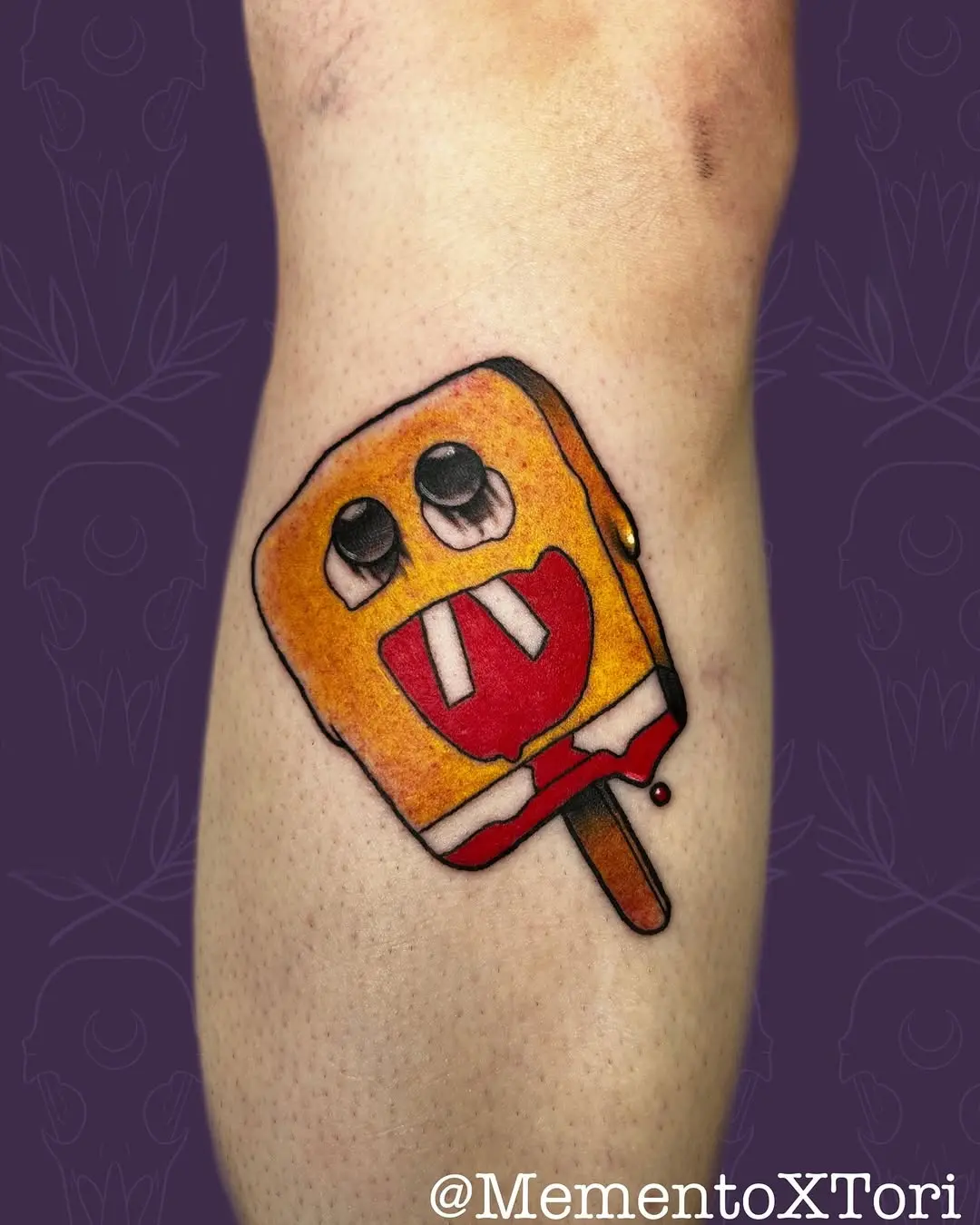 Whimsical ice cream pop tattoo with vibrant colors