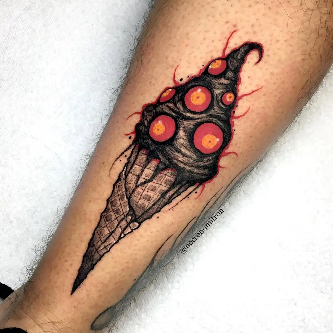 Bold and unique ice cream cone tattoo style