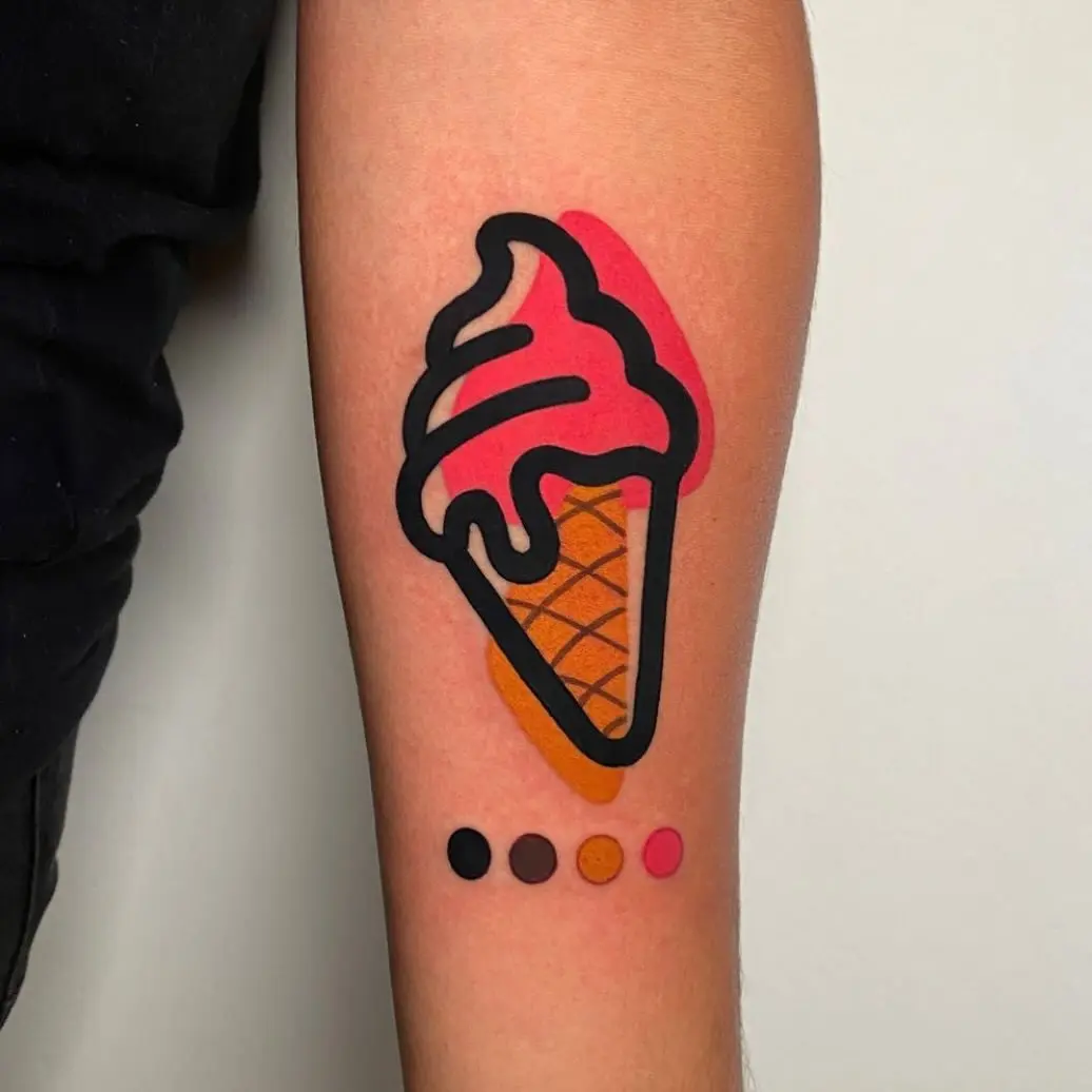 Bold and playful ice cream cone tattoo design