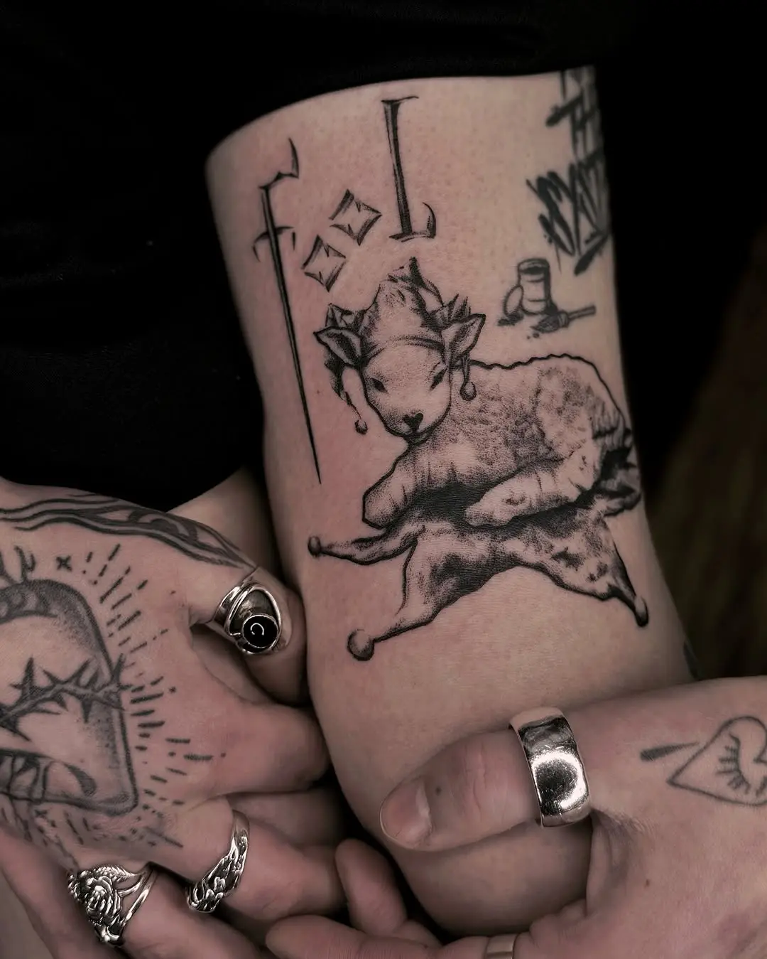 Elegant lamb tattoo showcasing unique artistry