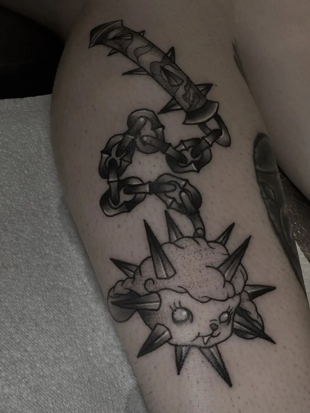 Unique lamb tattoo with a fierce twist