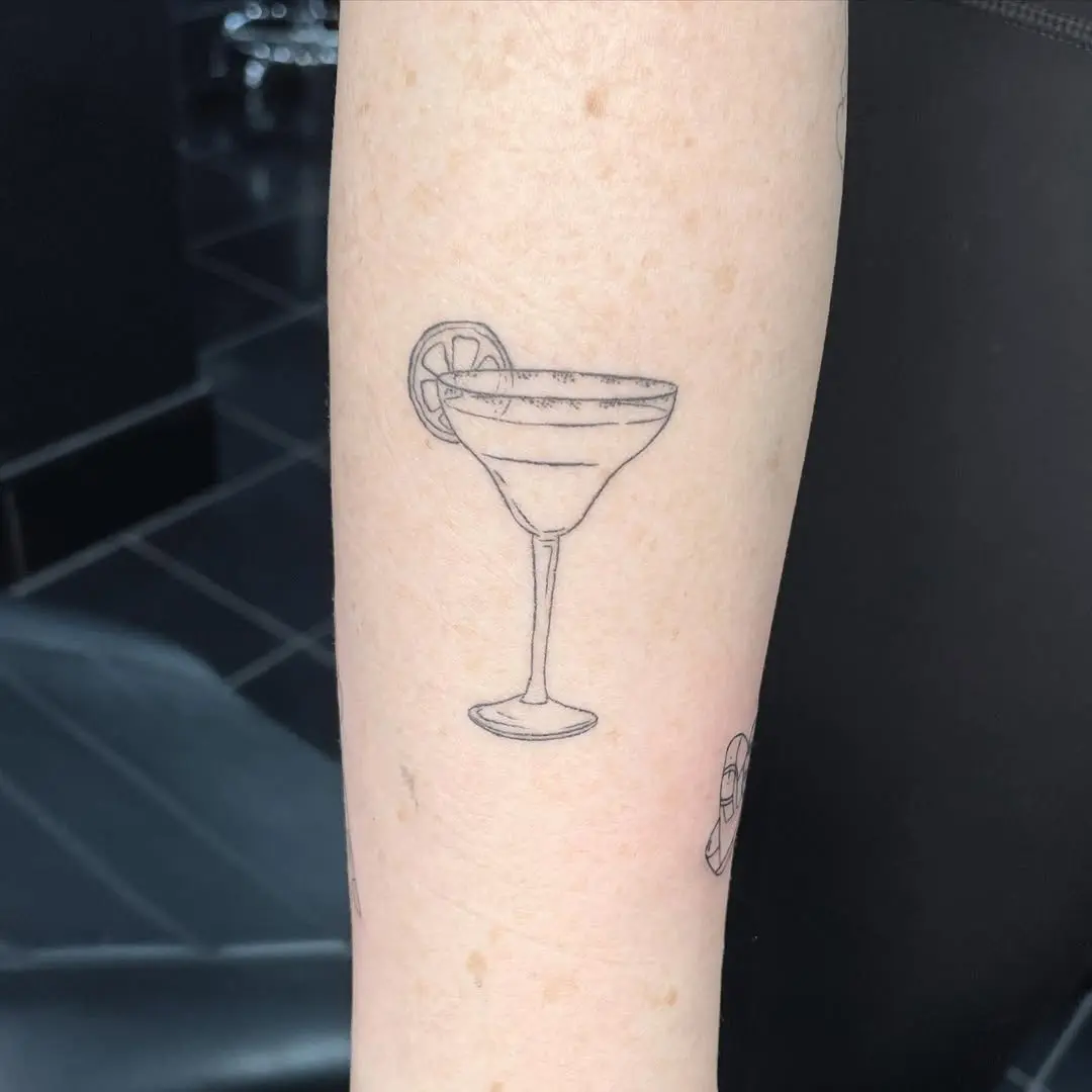 Minimalist Margarita Tattoo Design for Cocktail Lovers