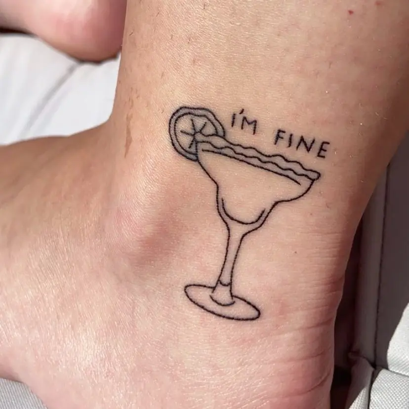 Chic Margarita Tattoo with Playful Text
