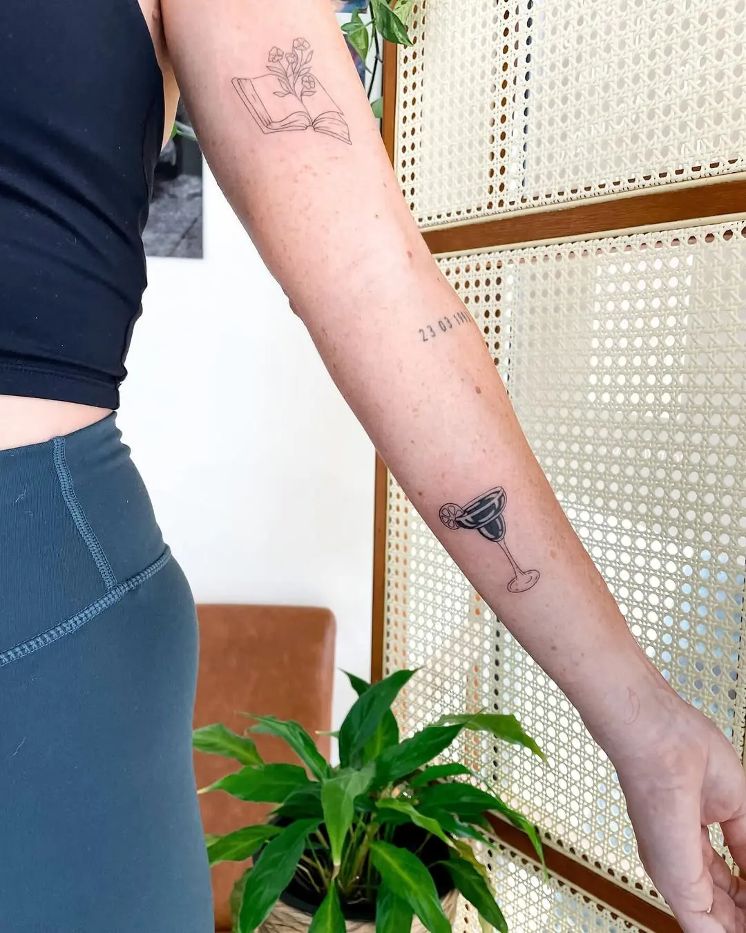 Stylish margarita tattoo with floral elements