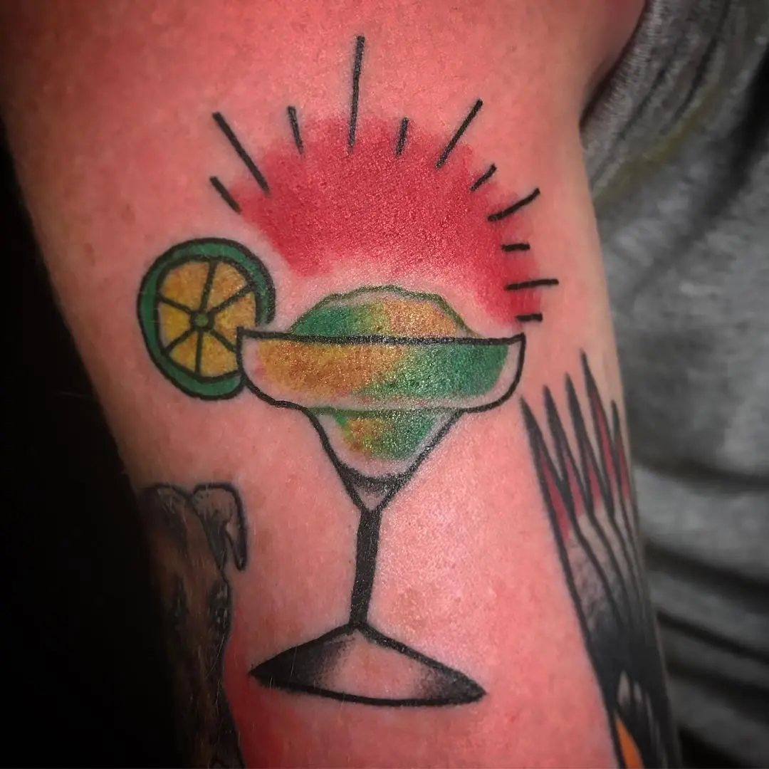 Colorful Margarita Tattoo with Lime Detail