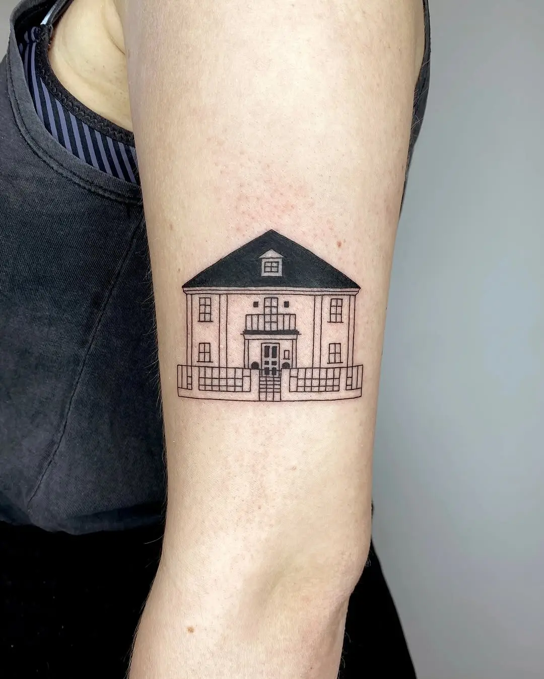 Charming minimalist house ink design tattoo