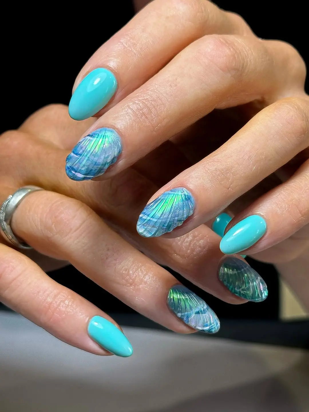 Stylish Nautical Nails with Shell Art