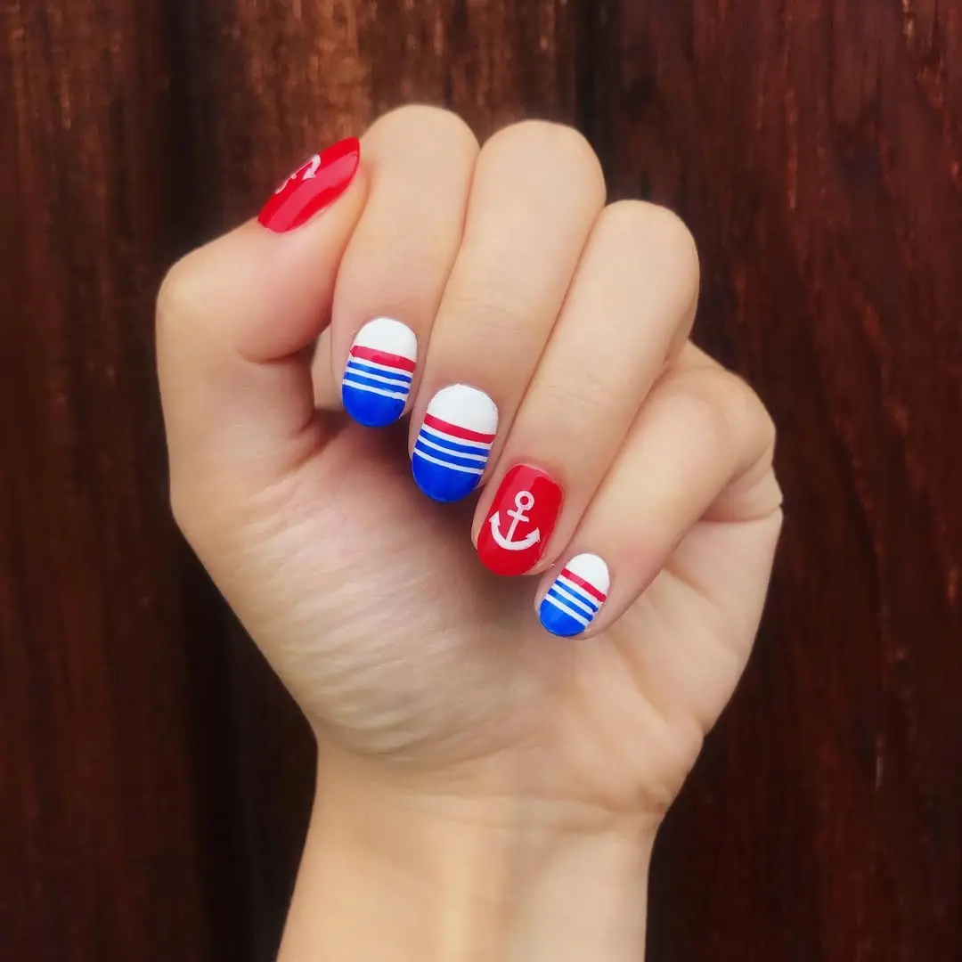 Vibrant Nautical Nails Perfect for Summer Vibes