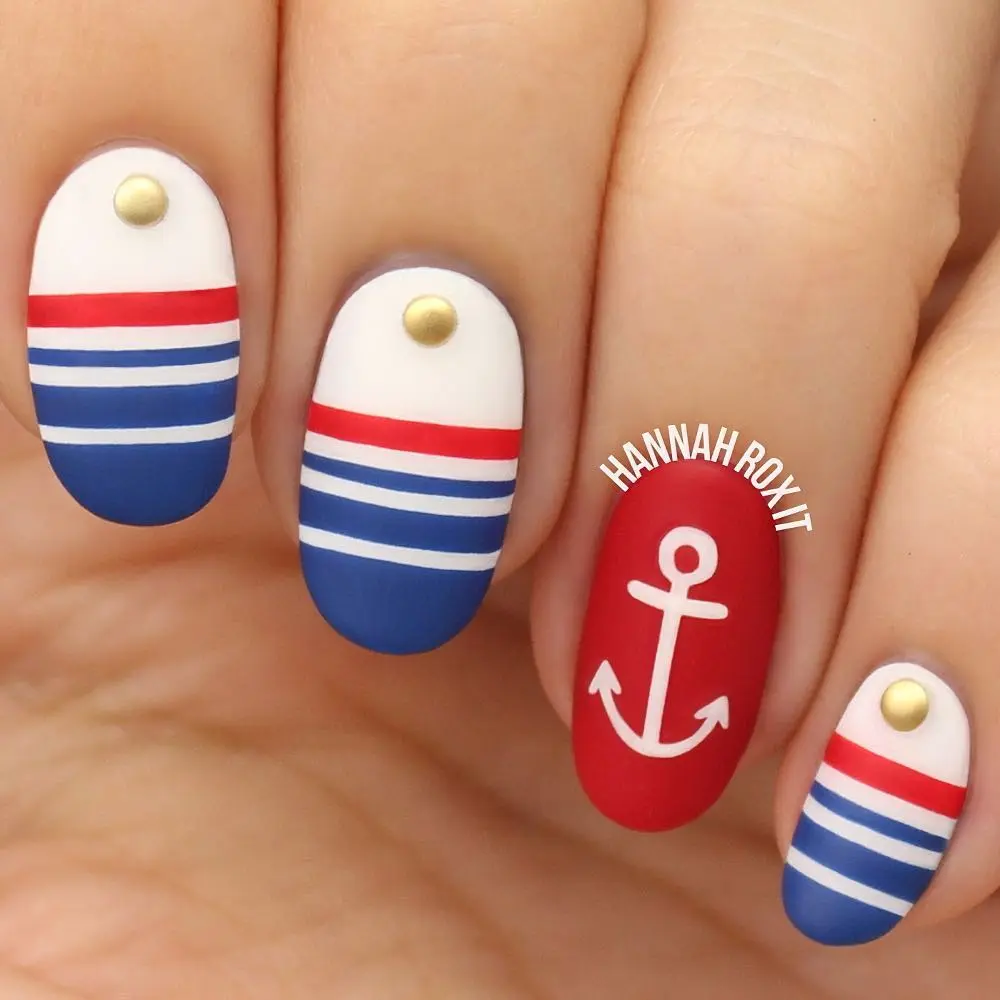 Chic nautical nails inspired by maritime themes