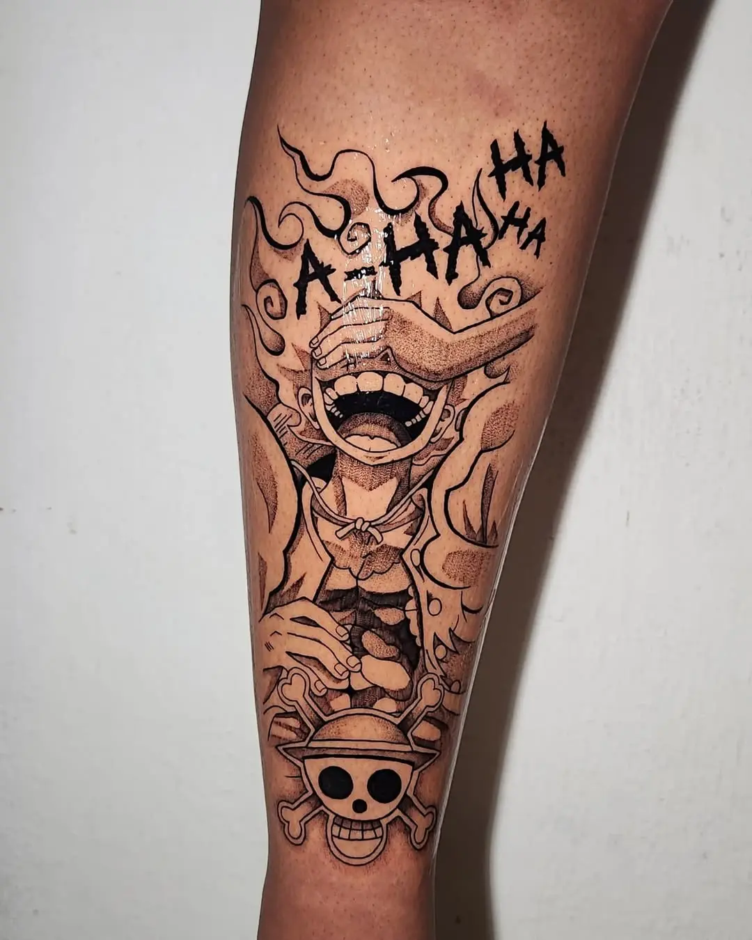 Whimsical One Piece Luffy Tattoo Design