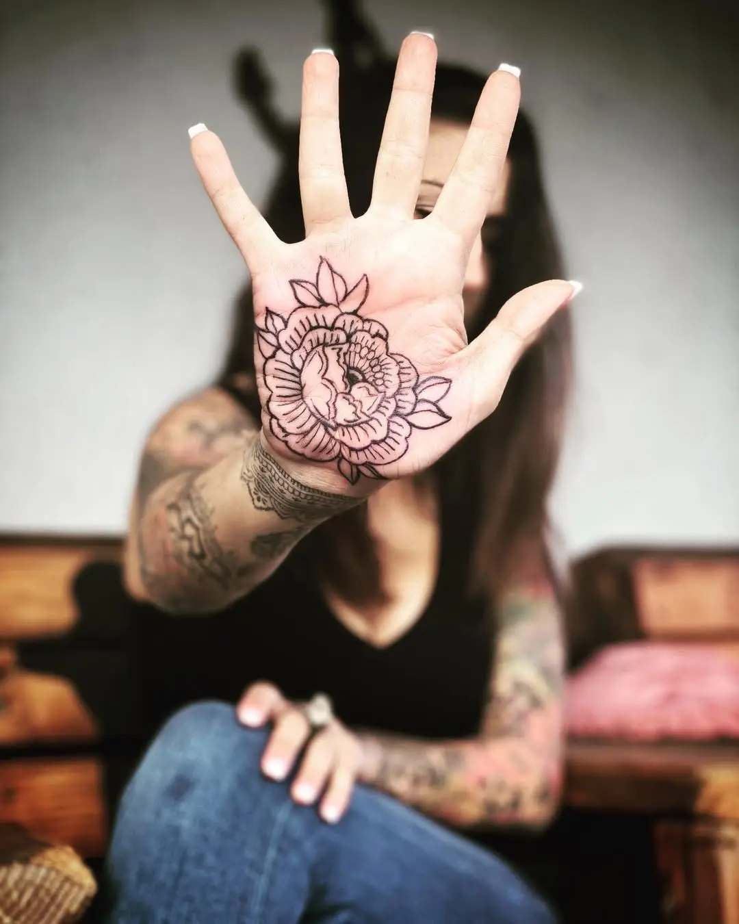 Bold Floral Palm Tattoo for Unique Expression