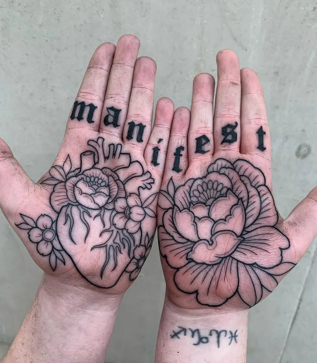 Unique palm tattoos featuring bold designs