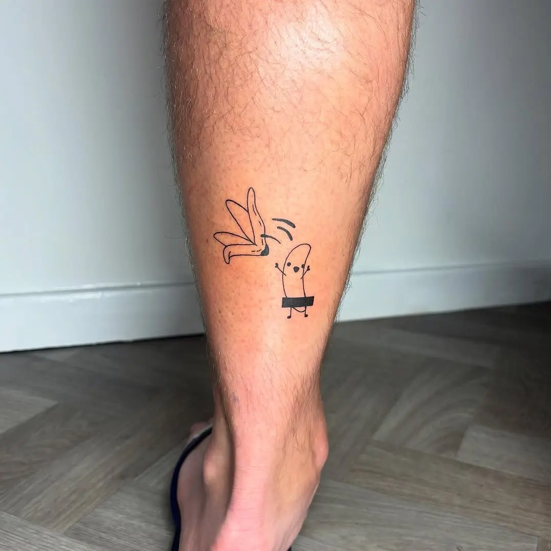 Adorable banana tattoo with playful vibe