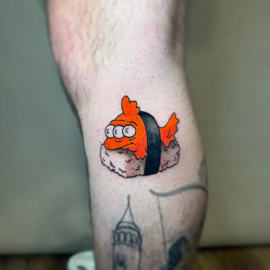 Unique sushi tattoo with a playful twist