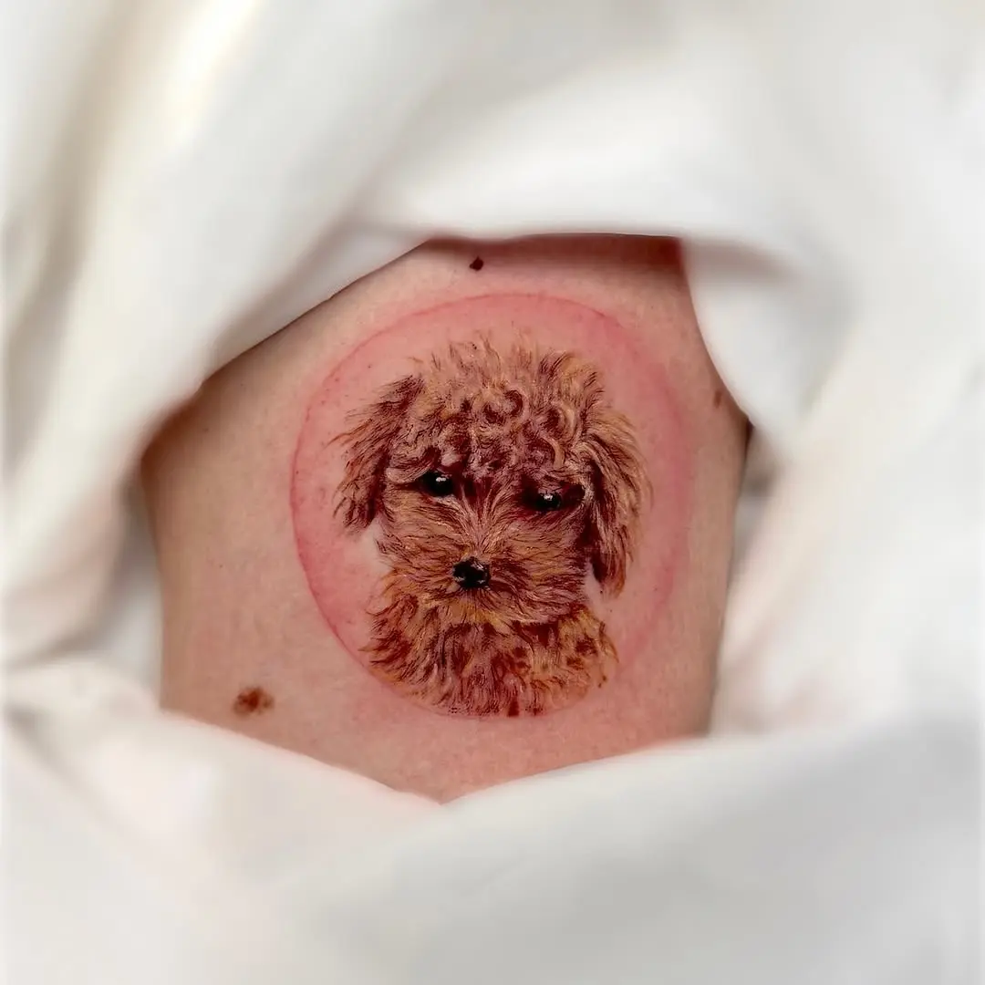 Adorable Realistic Poodle Tattoo Design