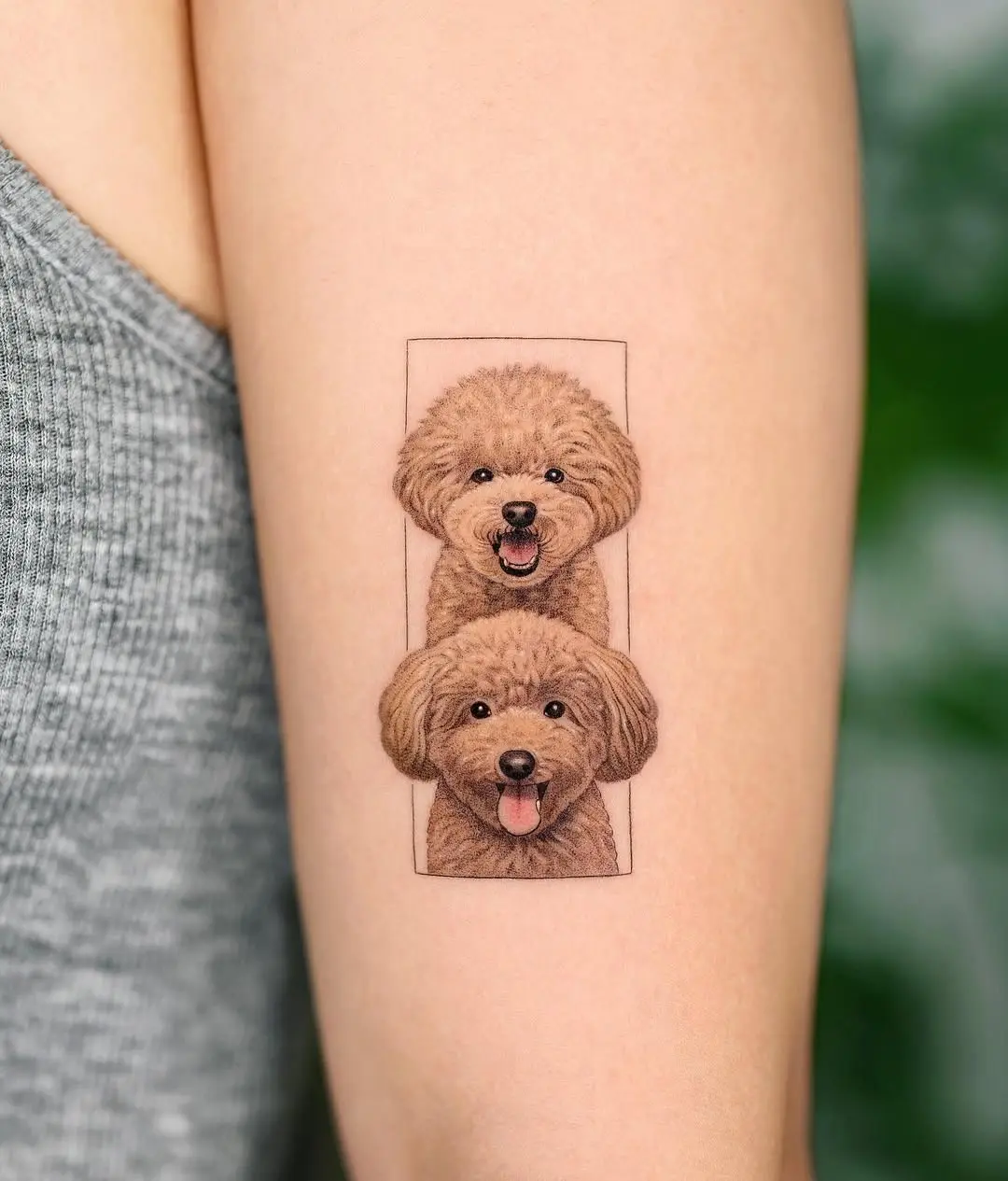 Adorable poodle tattoo capturing joy and playfulness