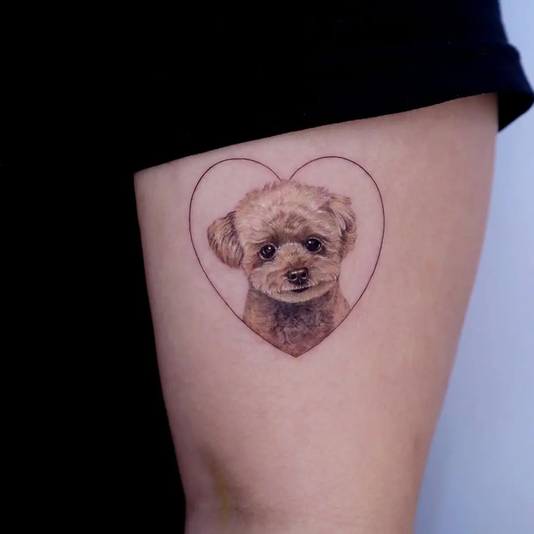 Adorable heart-shaped poodle tattoo design