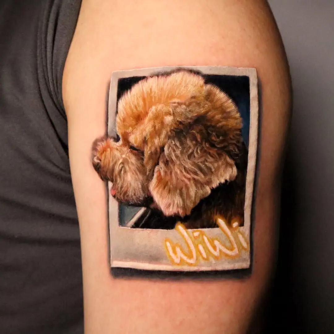 Stunning Polaroid-Style Poodle Tattoo Design