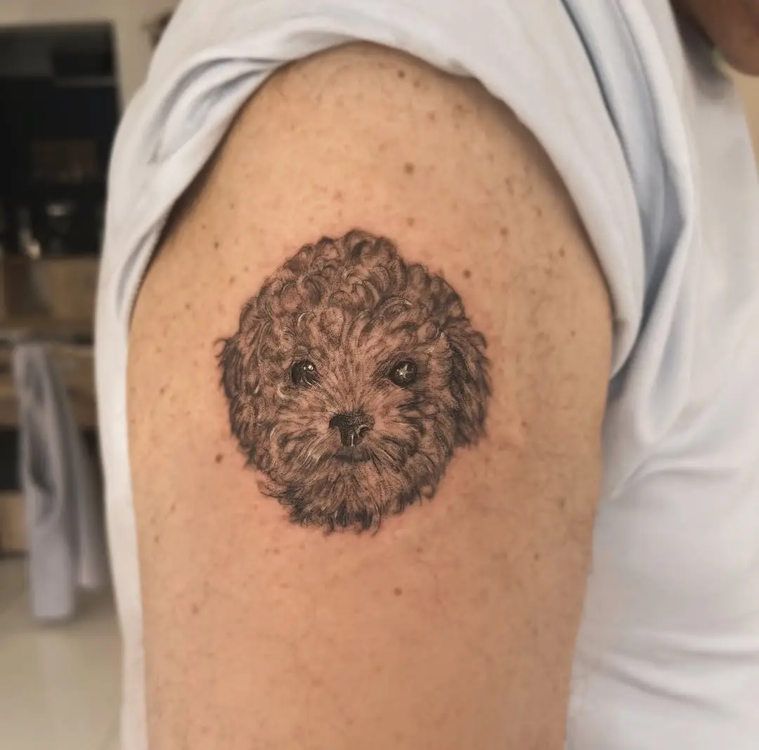 Realistic poodle tattoo showcasing adorable cuteness