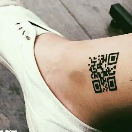Unique QR Code Tattoo on the Ankle