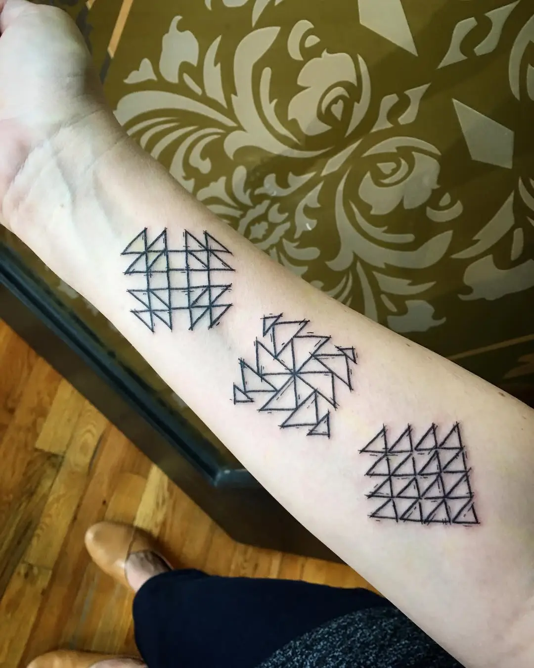 Unique geometric quilt tattoo designs for inspiration