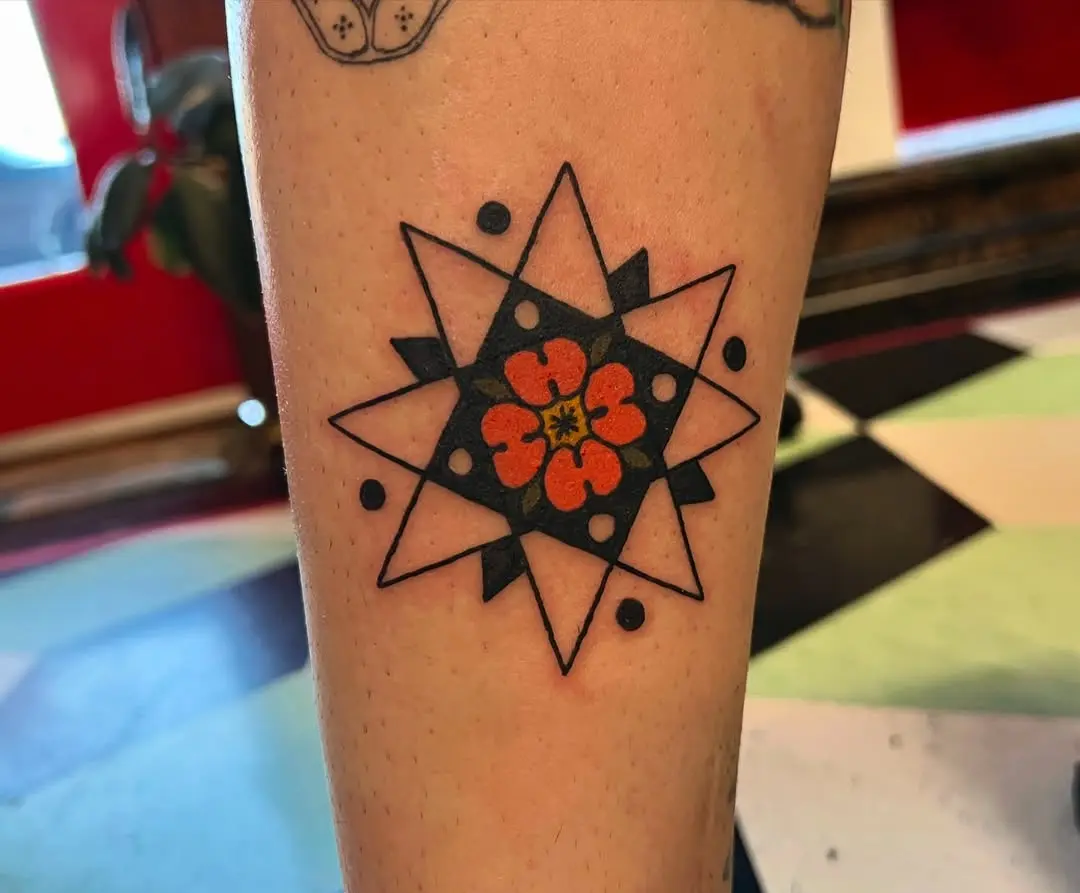 Vibrant Star Design Quilt Tattoo Inspiration