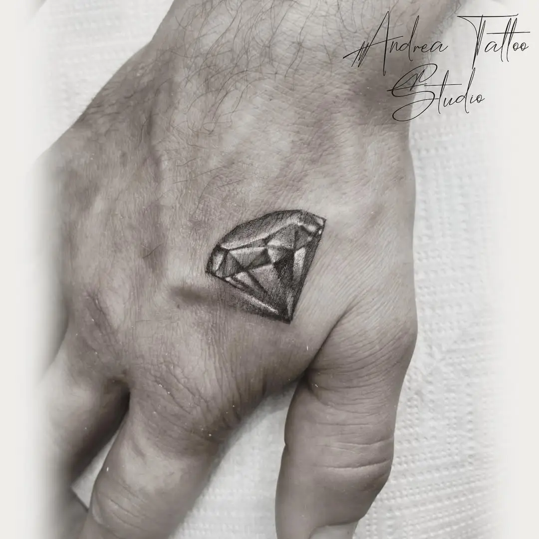Intricate diamond tattoo showcases artistic detail