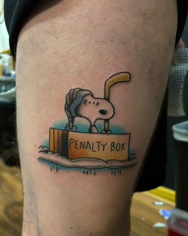 Creative Snoopy Ice Hockey Ink Design