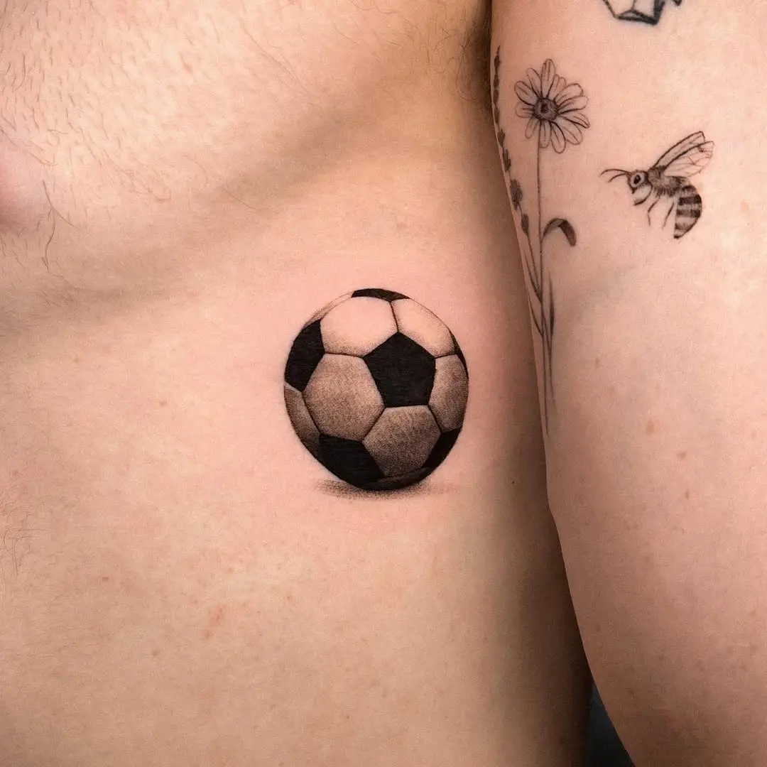Realistic Soccer Ball Tattoo on Skin
