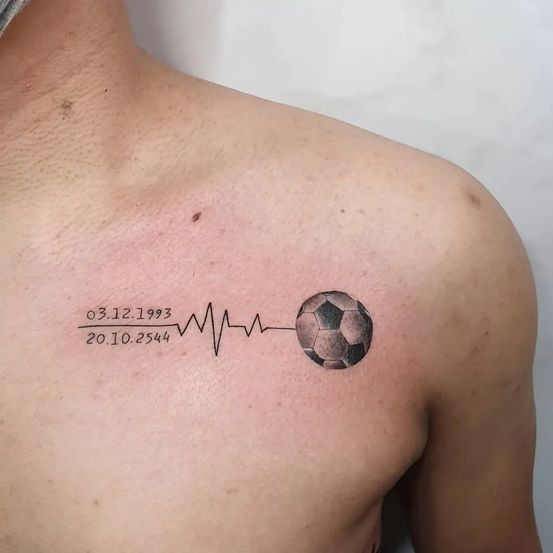 Soccer-inspired heartbeat tattoo design