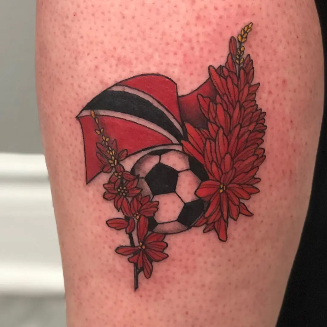 Trinidad Flag-Inspired Soccer Tattoo Design